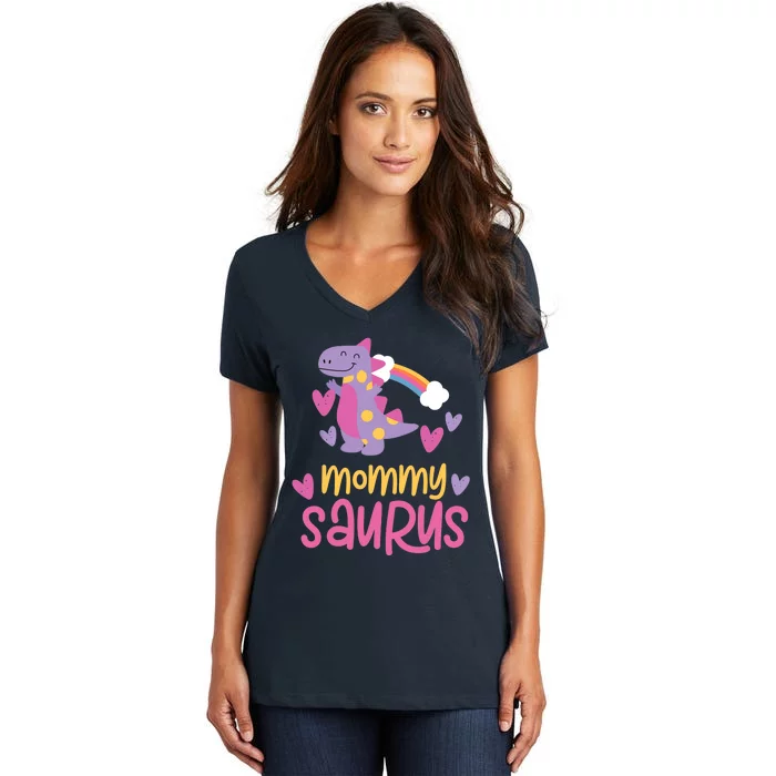 Mommy Saurus Rex Dinosaur Women's V-Neck T-Shirt