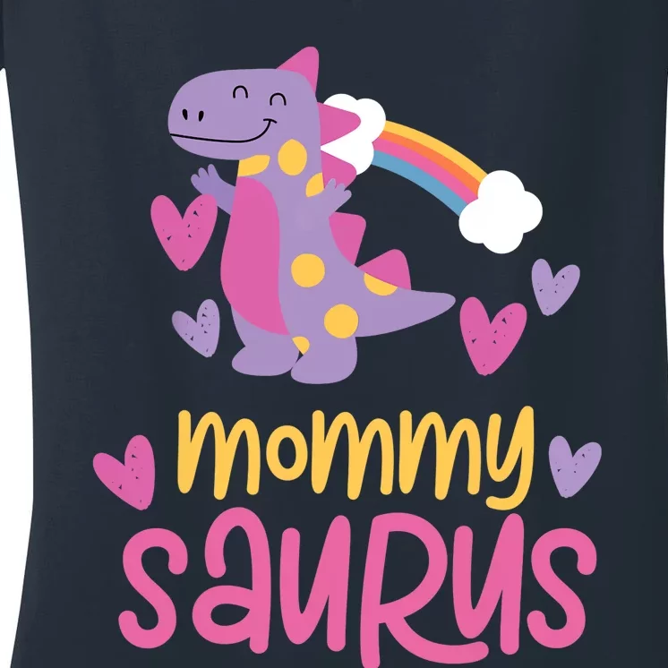 Mommy Saurus Rex Dinosaur Women's V-Neck T-Shirt