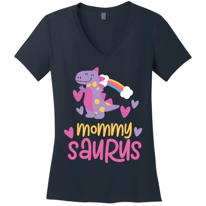 Mommy Saurus Rex Dinosaur Women's V-Neck T-Shirt