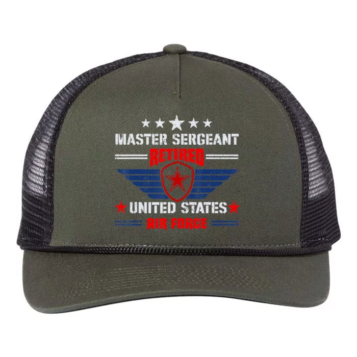 Master Sergeant Retired Air Force Military Retirement Retro Rope Trucker Hat Cap