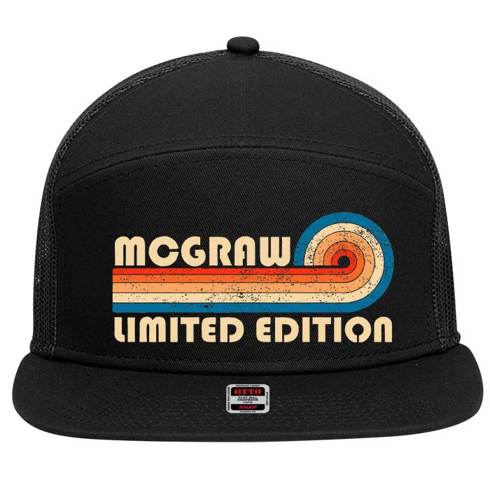 Mcgraw Surname Retro Vintage 80s 90s Birthday Reunion 7 Panel Mesh Trucker Snapback Hat