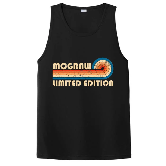 Mcgraw Surname Retro Vintage 80s 90s Birthday Reunion Performance Tank