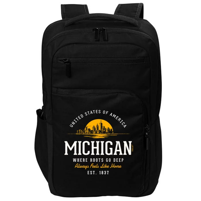 Michigan Souvenirs Retro Styled State Of Michigan Vintage Impact Tech Backpack