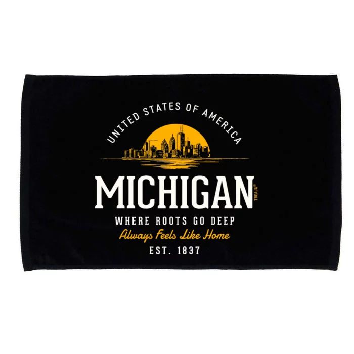 Michigan Souvenirs Retro Styled State Of Michigan Vintage Microfiber Hand Towel