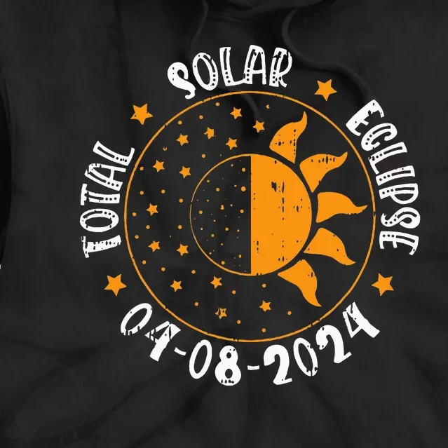 Moon Sun Retro Total Solar Eclipse April 8 2024 Totality Tie Dye Hoodie