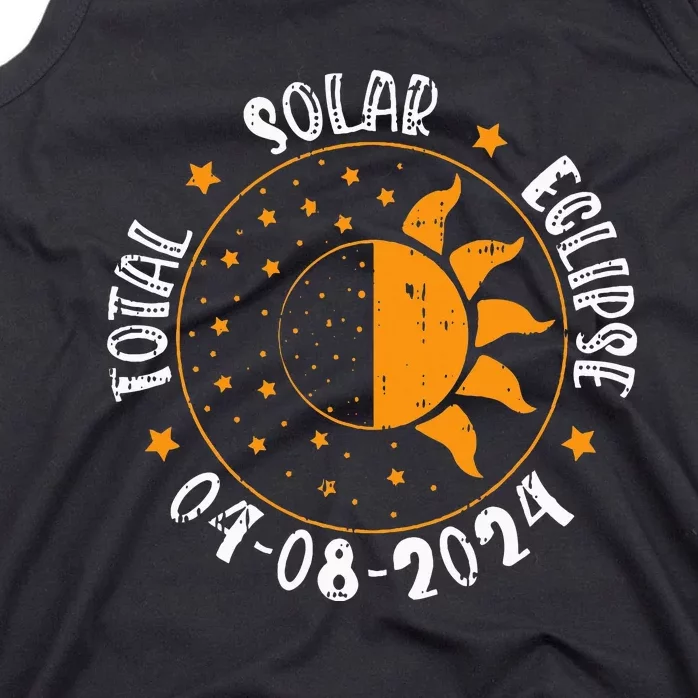 Moon Sun Retro Total Solar Eclipse April 8 2024 Totality Tank Top