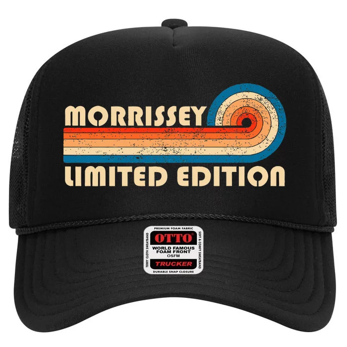 Morrissey Surname Retro Vintage 80s 90s Birthday Reunion High Crown Mesh Trucker Hat