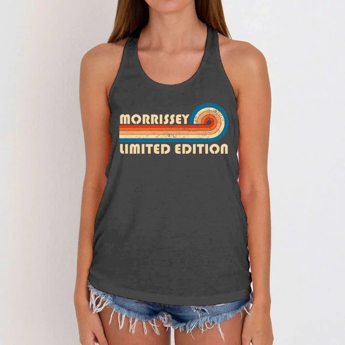 Morrissey Surname Retro Vintage 80s 90s Birthday Reunion Women's Knotted Racerback Tank