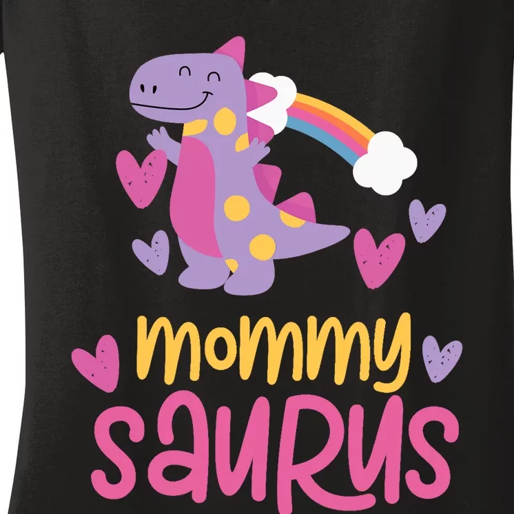 Mommy Saurus Rex Dinosaur Women's V-Neck T-Shirt