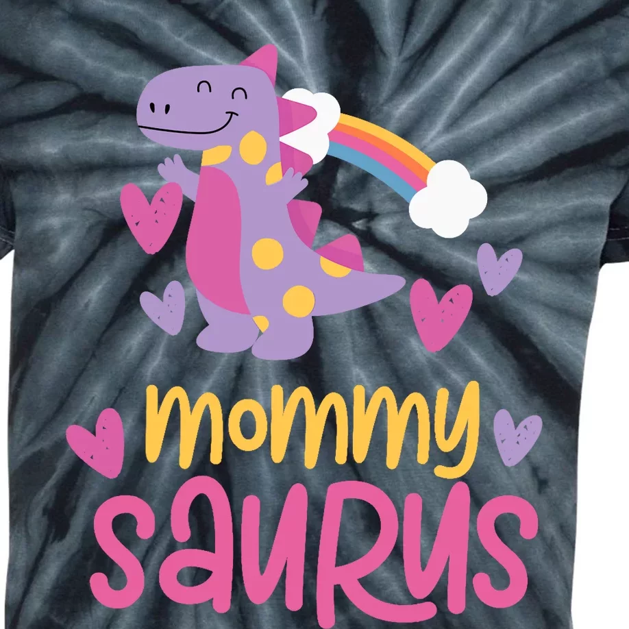 Mommy Saurus Rex Dinosaur Kids Tie-Dye T-Shirt