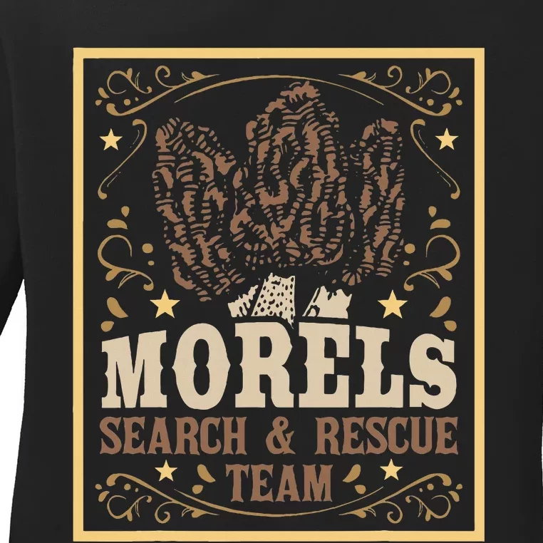 Morel Search Rescue Team Mushroom Hunting Mushroom Hunter Ladies Long Sleeve Shirt