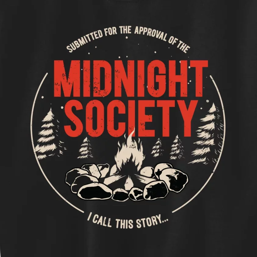 Midnight Society Red Text Campfire Kids Sweatshirt