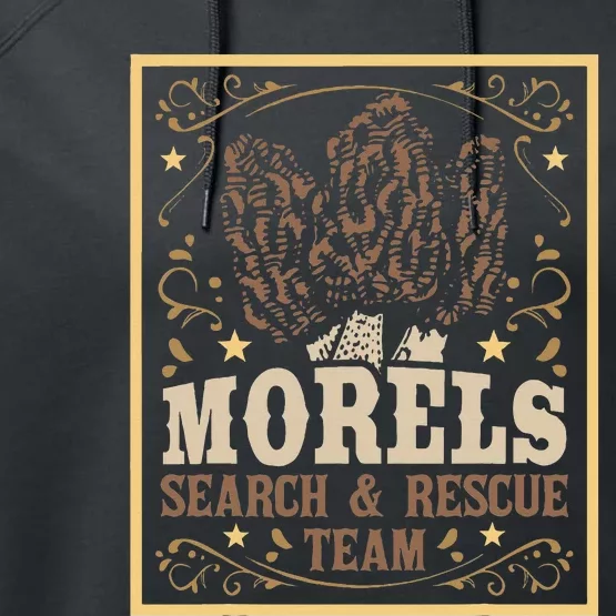 Morel Search Rescue Team Mushroom Hunting Mushroom Hunter Performance Fleece Hoodie