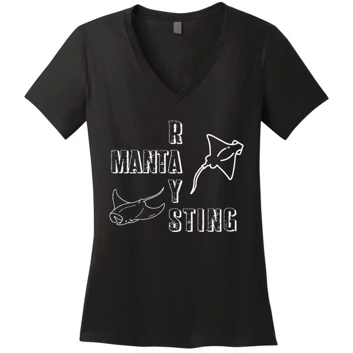 Manta & Sting Ray Design Women's V-Neck T-Shirt