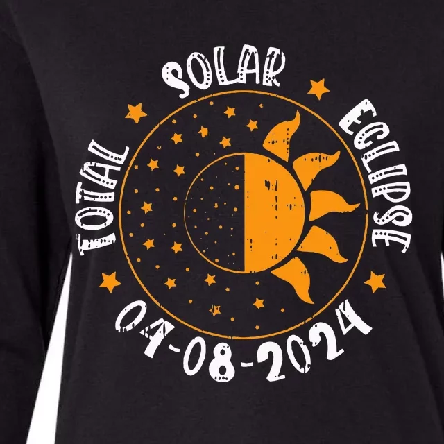 Moon Sun Retro Total Solar Eclipse April 8 2024 Totality Womens Cotton Relaxed Long Sleeve T-Shirt