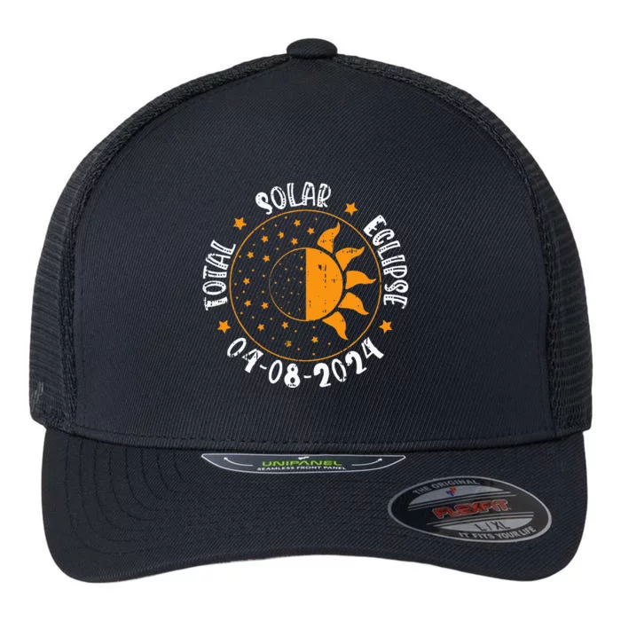 Moon Sun Retro Total Solar Eclipse April 8 2024 Totality Flexfit Unipanel Trucker Cap