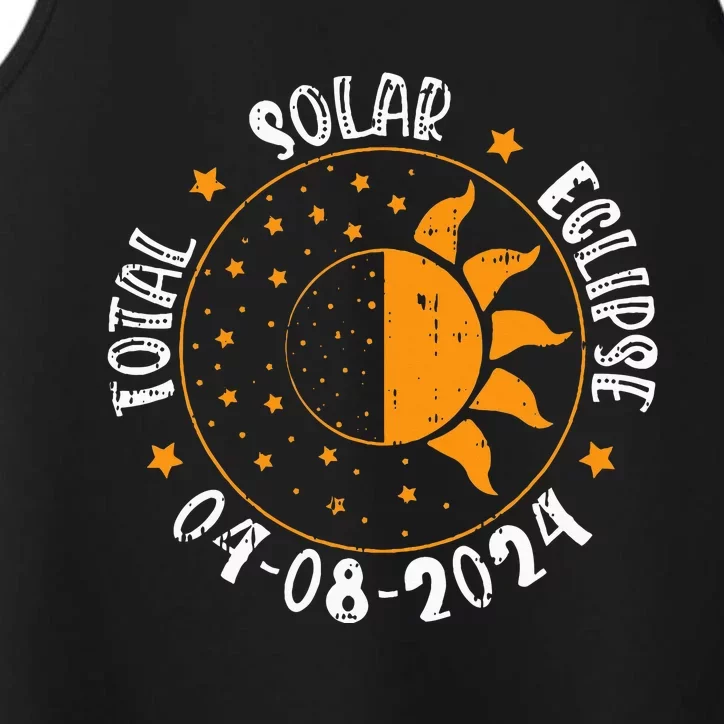 Moon Sun Retro Total Solar Eclipse April 8 2024 Totality Performance Tank