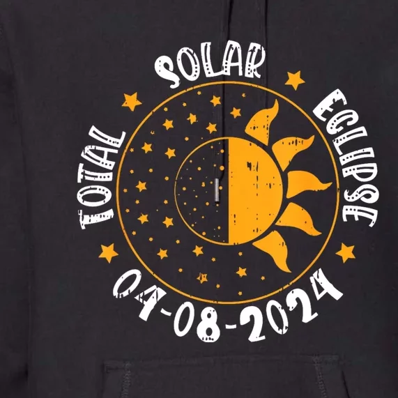 Moon Sun Retro Total Solar Eclipse April 8 2024 Totality Premium Hoodie