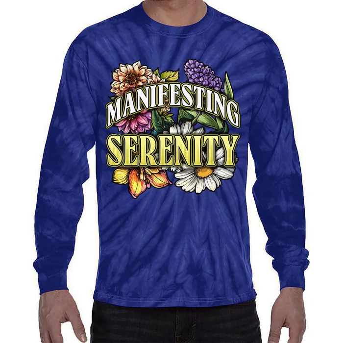 Manifestation Serenity Relaxation Mindfulness Calm Positive Tie-Dye Long Sleeve Shirt