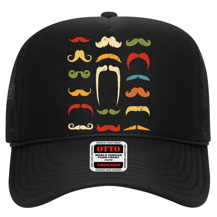 Mustache Styles Retro Hipster Mustache High Crown Mesh Trucker Hat