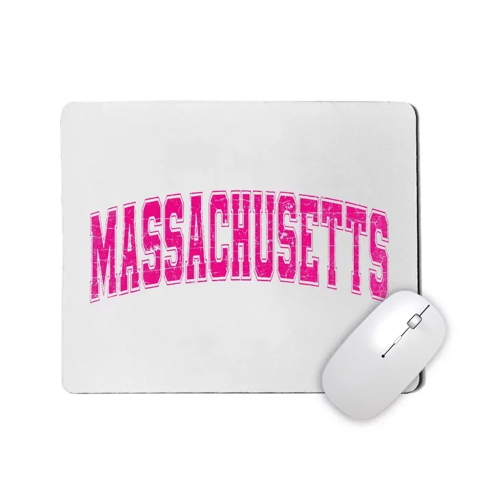 Massachusetts State Retro Pink Varsity Vintage Text Mousepad