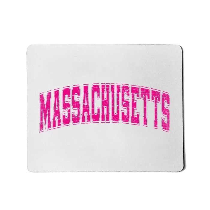 Massachusetts State Retro Pink Varsity Vintage Text Mousepad