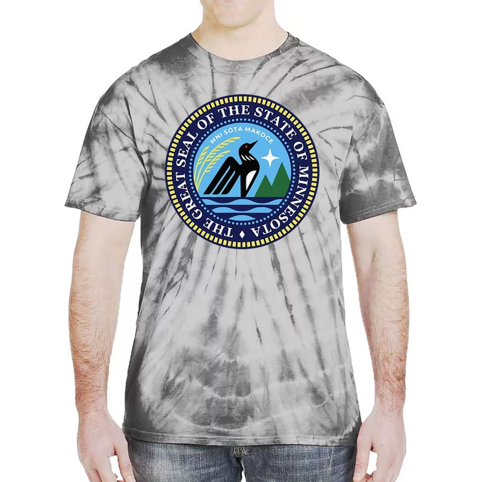 Minnesota State Seal North Star Mn State Seal Common Loon Tie-Dye T-Shirt