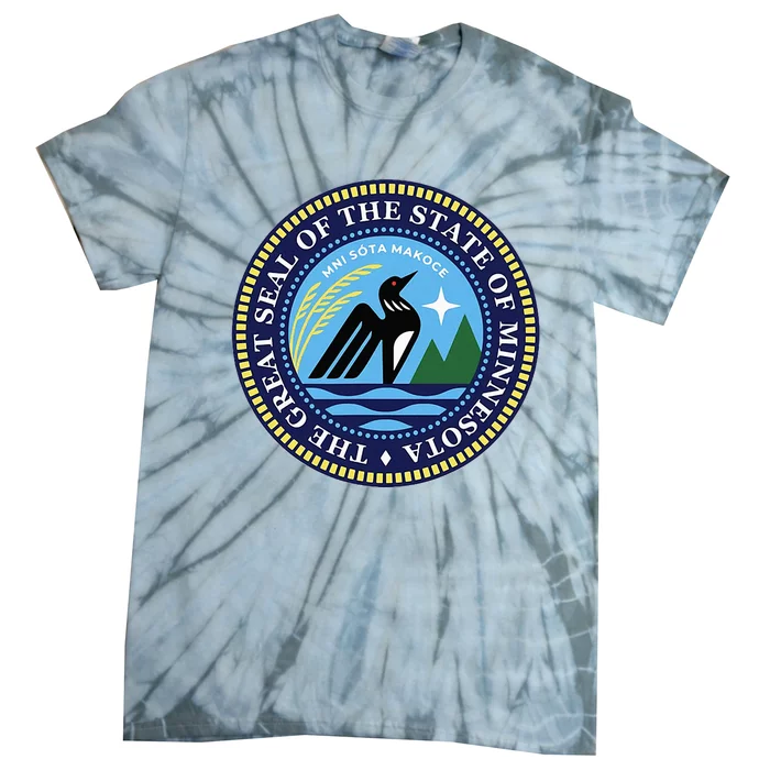 Minnesota State Seal North Star Mn State Seal Common Loon Tie-Dye T-Shirt