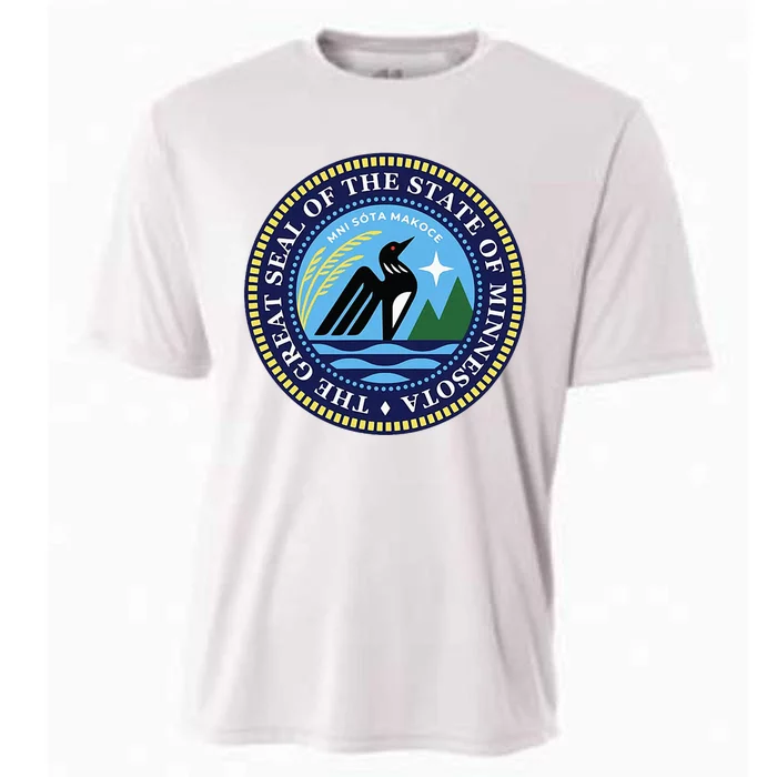 Minnesota State Seal North Star Mn State Seal Common Loon Cooling Performance Crew T-Shirt