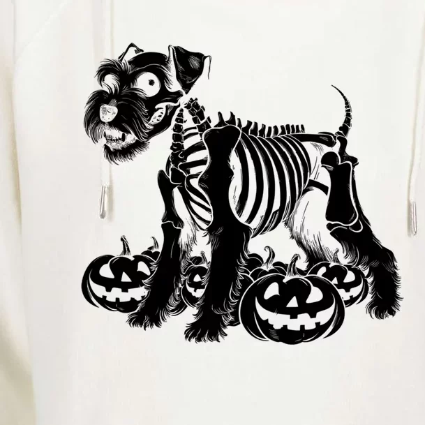 Miniature Schnauzer Skeleton Birthday Halloween Cute Gift Womens Funnel Neck Pullover Hood