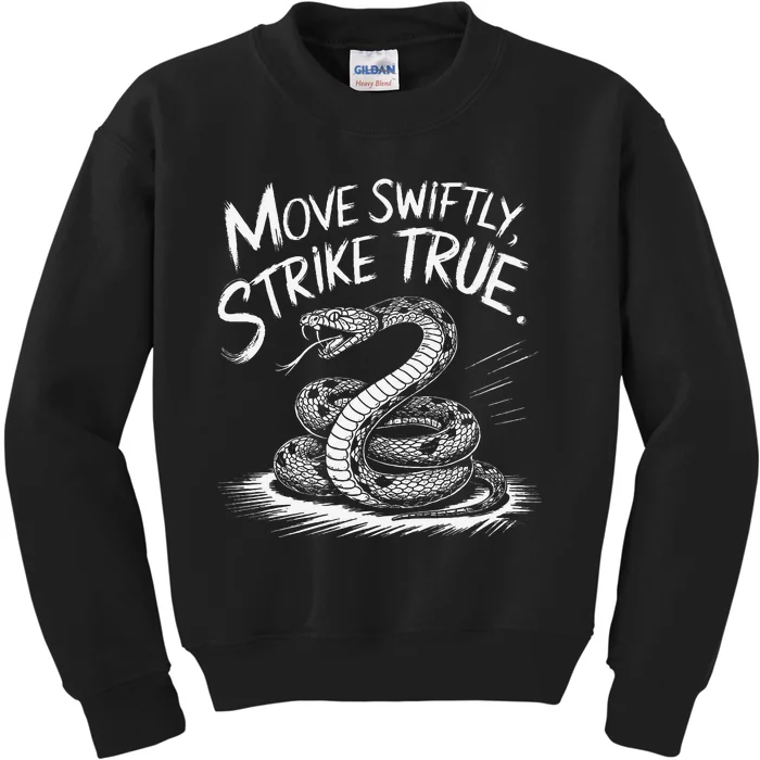 Move Swiftly Strike True Rattlesnake Accuracy Design Kids Sweatshirt