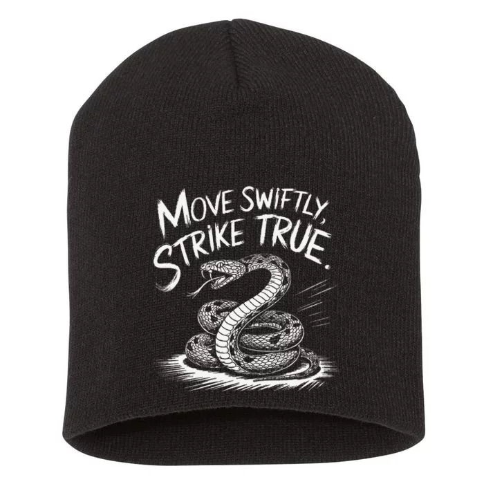 Move Swiftly Strike True Rattlesnake Accuracy Design Short Acrylic Beanie