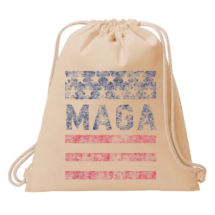 MAGA Stars & Stripes Retro Vintage Distressed Graphic Drawstring Bag