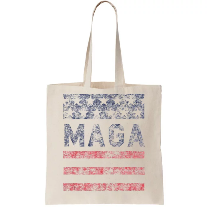 MAGA Stars & Stripes Retro Vintage Distressed Graphic Tote Bag