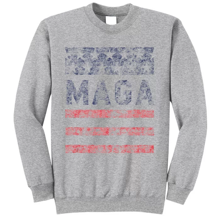 MAGA Stars & Stripes Retro Vintage Distressed Graphic Tall Sweatshirt