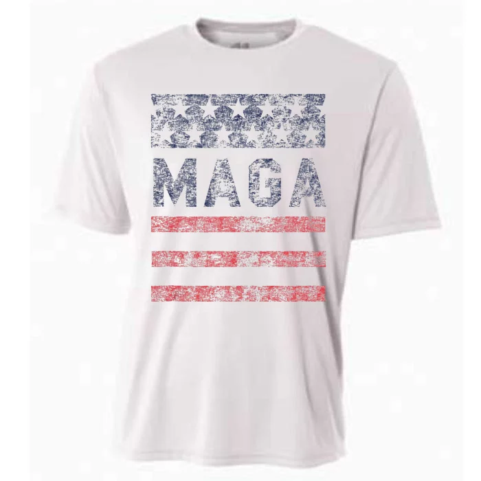 MAGA Stars & Stripes Retro Vintage Distressed Graphic Cooling Performance Crew T-Shirt