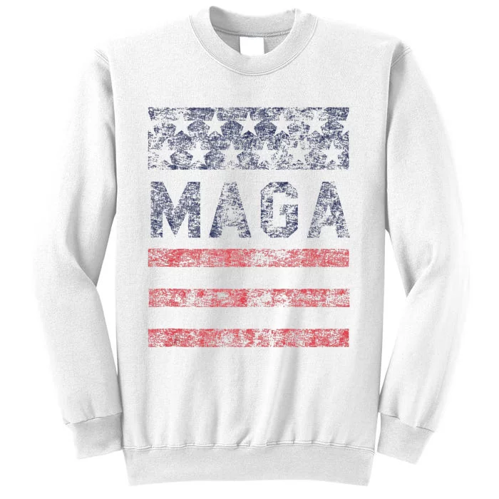 MAGA Stars & Stripes Retro Vintage Distressed Graphic Sweatshirt