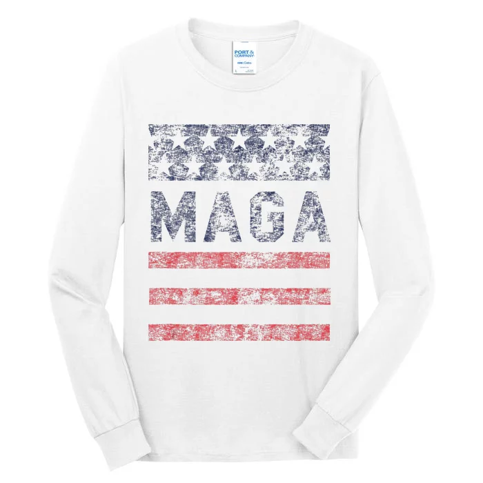 MAGA Stars & Stripes Retro Vintage Distressed Graphic Tall Long Sleeve T-Shirt