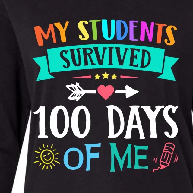 My Students Survived 100 Days Of Me Teacher Gift Womens Cotton Relaxed Long Sleeve T-Shirt