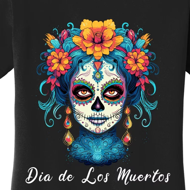 Mexican Sugar Skull Girl Halloween Dia De Los Muertos Women's T-Shirt