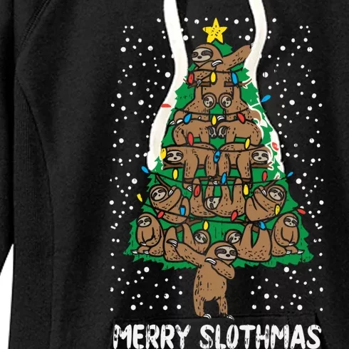 Merry Slothmas Sloth Christmas Tree Funny Lazy Animal Gift Great Gift Women's Fleece Hoodie