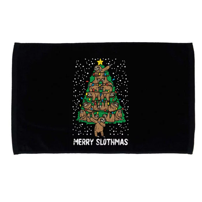 Merry Slothmas Sloth Christmas Tree Funny Lazy Animal Gift Great Gift Microfiber Hand Towel