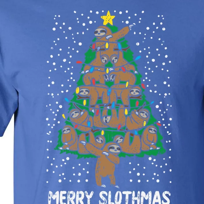 Merry Slothmas Sloth Christmas Tree Funny Lazy Animal Gift Great Gift Tall T-Shirt