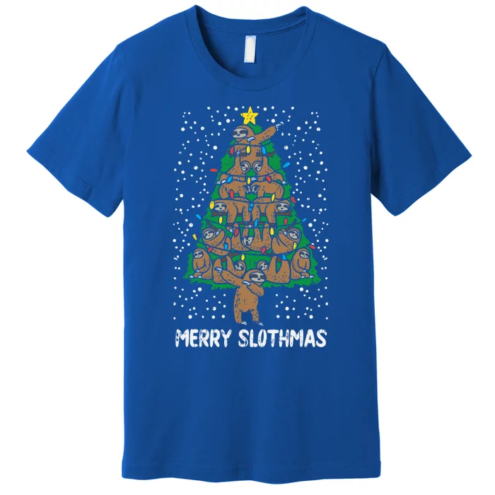 Merry Slothmas Sloth Christmas Tree Funny Lazy Animal Gift Great Gift Premium T-Shirt