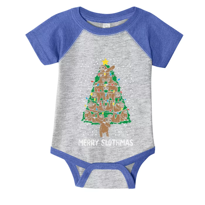 Merry Slothmas Sloth Christmas Tree Funny Lazy Animal Gift Great Gift Infant Baby Jersey Bodysuit