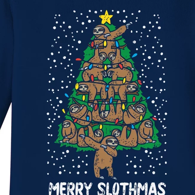 Merry Slothmas Sloth Christmas Tree Funny Lazy Animal Gift Great Gift Baby Long Sleeve Bodysuit