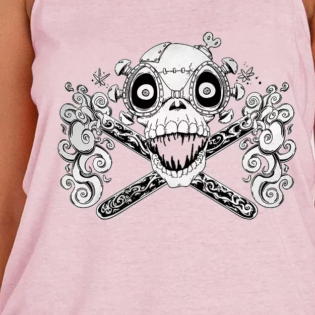 Mad Science Skull And Crossbones Women's Knotted Racerback Tank