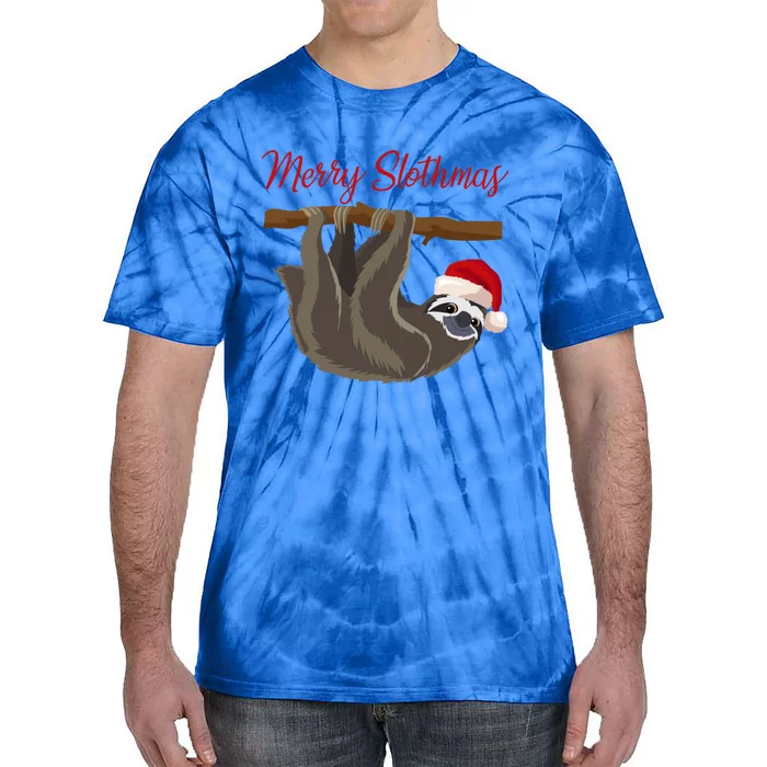 Merry Slothmas Sloth Christmas Xmas Gift Tie-Dye T-Shirt