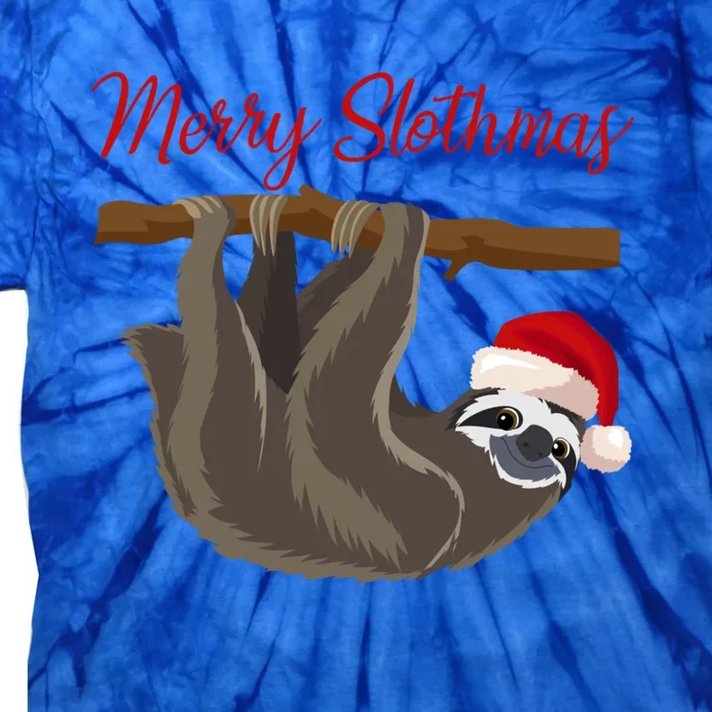 Merry Slothmas Sloth Christmas Xmas Gift Tie-Dye T-Shirt