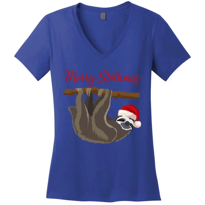 Merry Slothmas Sloth Christmas Xmas Gift Women's V-Neck T-Shirt